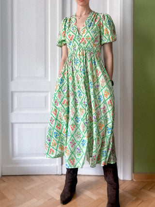 Zielona sukienka w kwiaty maxi boho lyocell Nobody’s Child | 38