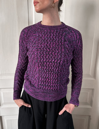 Fioletowy sweter z bawełny w warkocze GAP | 38 40