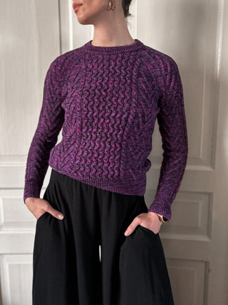 Fioletowy sweter z bawełny w warkocze GAP | 38 40