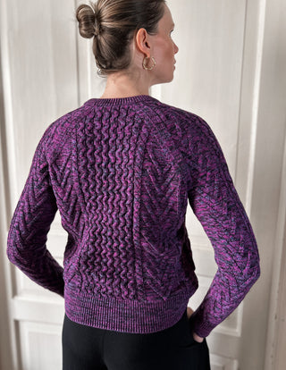 Fioletowy sweter z bawełny w warkocze GAP | 38 40