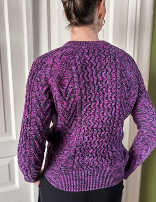 Fioletowy sweter z bawełny w warkocze GAP | 38 40