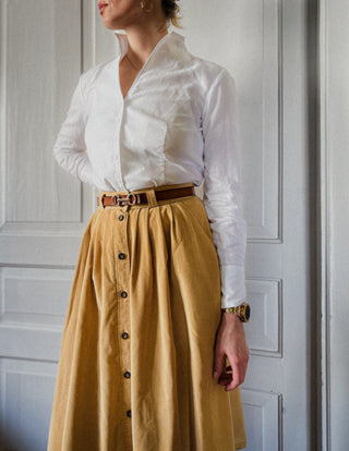Miodowa sztruksowa spódnica midi rozkloszowana St. Michael | 34 36