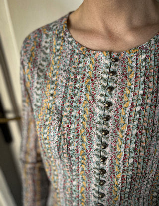Kwiatowa bawełniana bluzka koszula boho Meave | 40 42