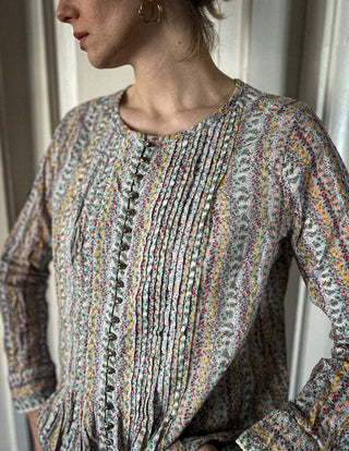 Kwiatowa bawełniana bluzka koszula boho Meave | 40 42