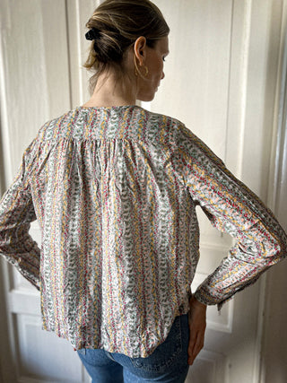Kwiatowa bawełniana bluzka koszula boho Meave | 40 42