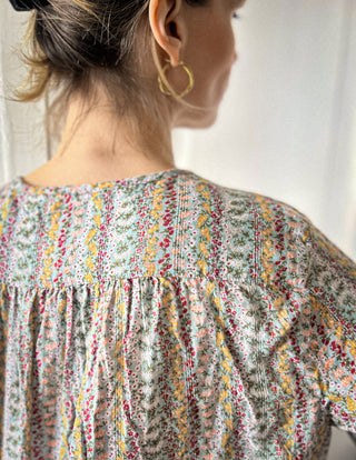 Kwiatowa bawełniana bluzka koszula boho Meave | 40 42
