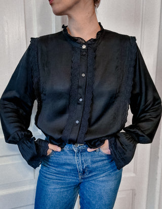 Czarna romantyczna koszula z wiskozy i modalu model Austin Blouse Fabienne Chapot | 42 44