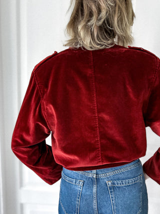 Czerwona krótka aksamitna kanadyjska marynarka vintage | 36 38