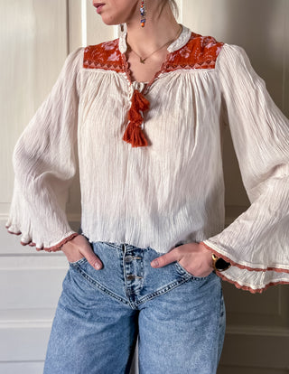 Kremowa bawełniana bluzka koszula boho Intimately by Free People | 34+