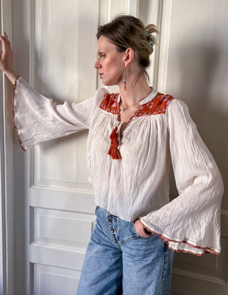 Kremowa bawełniana bluzka koszula boho Intimately by Free People | 34+
