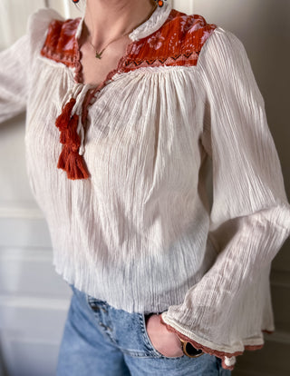 Kremowa bawełniana bluzka koszula boho Intimately by Free People | 34+