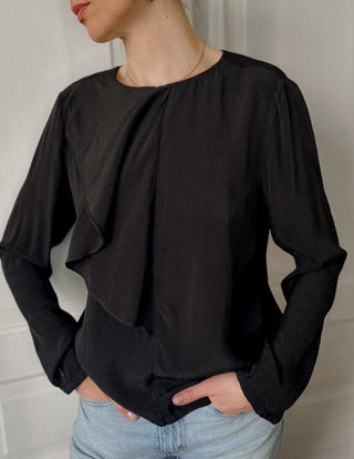 Czarna elegancka bluzka z wiskozy Saint Tropez | 38 40