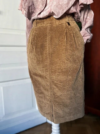 Spódnica midi miodowa sztruksowa vintage 70s Etienne Aigner | 34 36