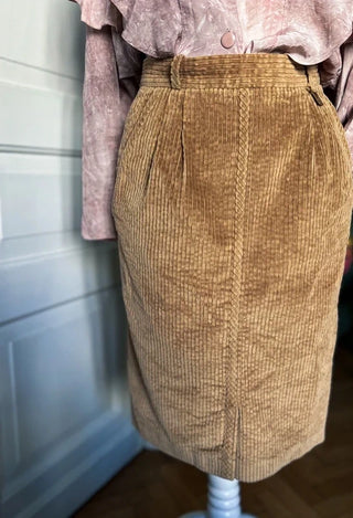 Spódnica midi miodowa sztruksowa vintage 70s Etienne Aigner | 34 36