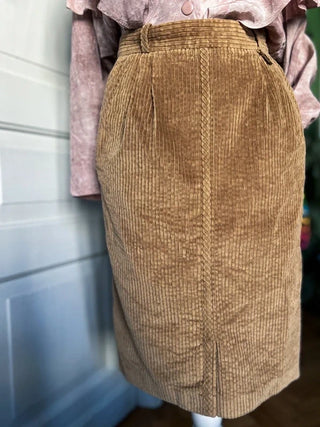 Spódnica midi miodowa sztruksowa vintage 70s Etienne Aigner | 34 36