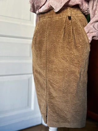 Spódnica midi miodowa sztruksowa vintage 70s Etienne Aigner | 34 36