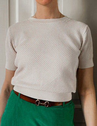 Kremowy bawełniany sweterek t-shirt sweterkowy Uniqlo x Comptoir des Cottoniers | 36 38