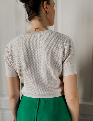 Kremowy bawełniany sweterek t-shirt sweterkowy Uniqlo x Comptoir des Cottoniers | 36 38