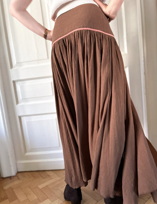 Brązowa spódnica długa maxi boho folk hafty Animal | 42 44