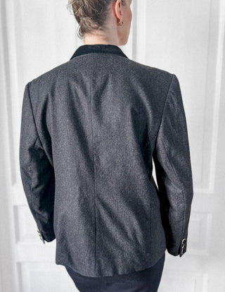 Szara grafitowa wełniana marynarka lata 80 pure new wool Woolmark Basler | 40 42