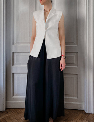 Kremowa kamizelka wiskoza len Victoria Beckham x Mango | 34 36