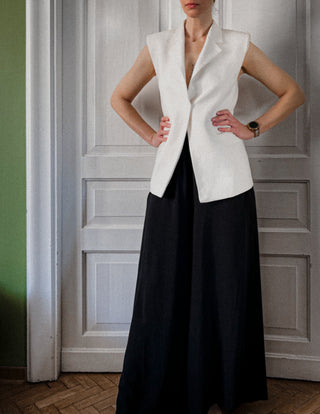 Kremowa kamizelka wiskoza len Victoria Beckham x Mango | 34 36