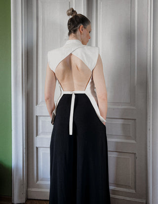 Kremowa kamizelka wiskoza len Victoria Beckham x Mango | 34 36