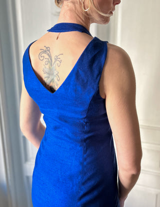 Niebieska chabrowa wieczorowa sukienka midi halter Jacques Vert | 36